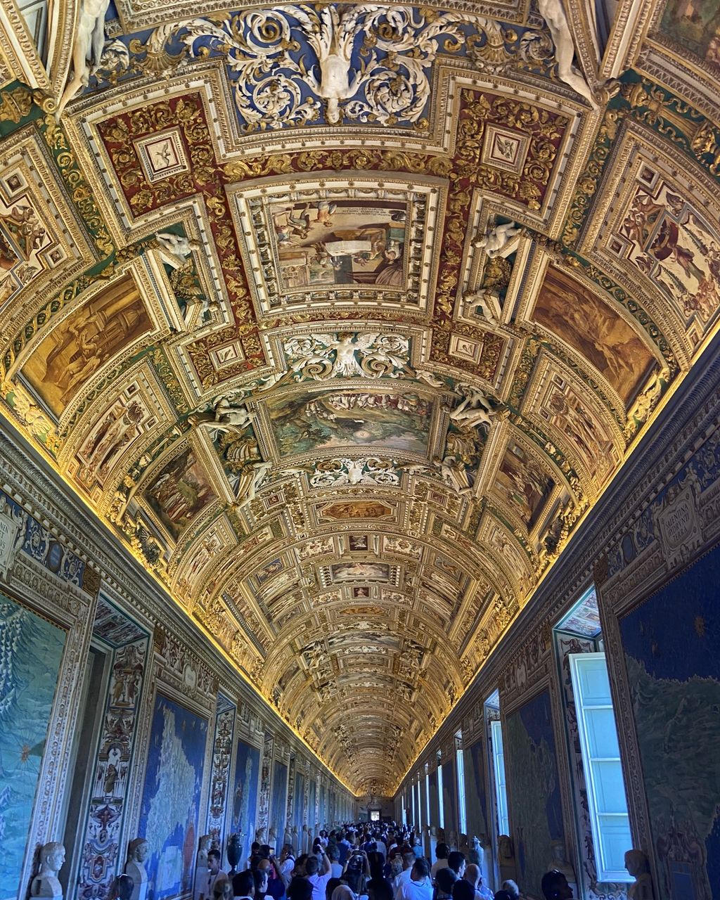 The Gallery of Maps in the Vatican Museums, its golden vaulted ceiling running the length of the corridor